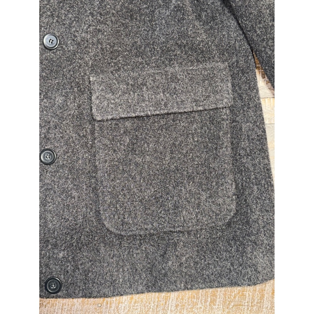 Anne Klein Car Coat Mens L Charcoal Grey Wool Blend Zip Button Jacket Preloved - Picture 7 of 13